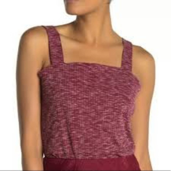 BOBEAU for NORDSTROM Women's Maroon Space Dye Sleeveless Ribbed Knit Shell sz XL - Picture 1 of 13